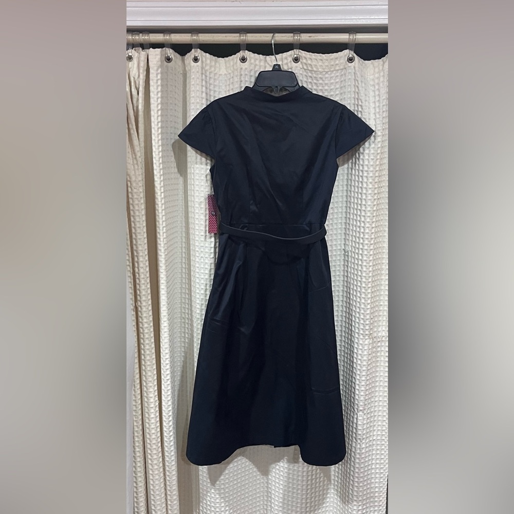 ✔️NEW Merona Black A-Line Dress with Mandarin Collar and Flutter Sleeves - Picture 2 of 8